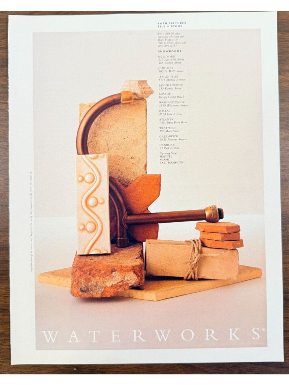 Vintage 1998 Waterworks Bath Fixtures Tile Stone Magazine Advertisement Print Ad